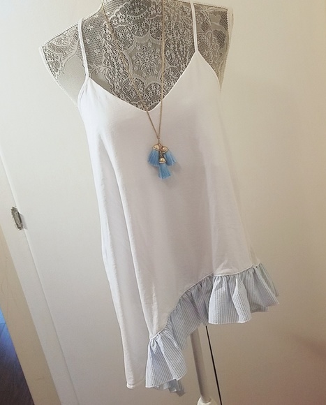 Zara Tops - Zara White Ruffled Tank Top szL